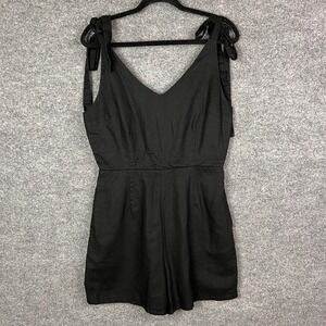 Capulet Black V Neck Romper Tie Strap Sleeveless Casual Jumpsuit Small Linen